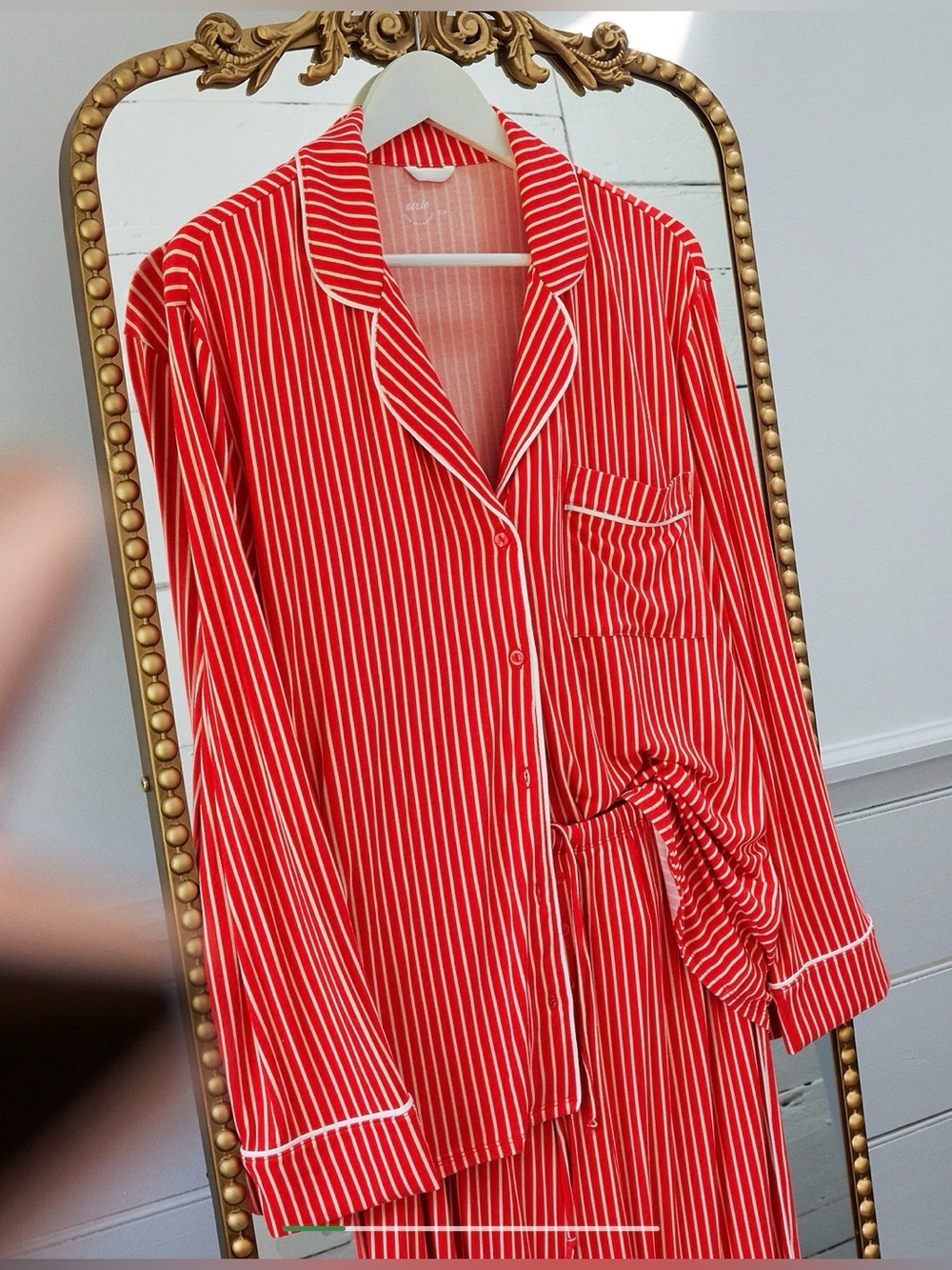 ♥️AERIE Overslept Real Soft Pajama Shirt - Bright Red - Small